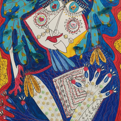 Lucy in the sky-mixed media painting