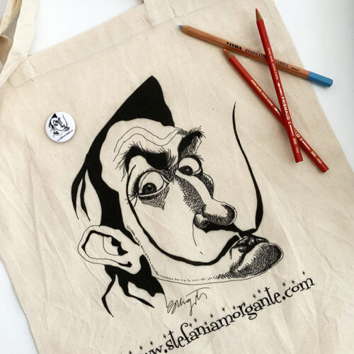Tote bag and round button- Salvador Dalì