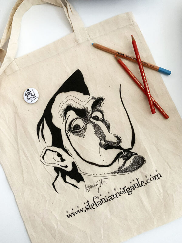 Tote bag and round button- Salvador Dalì