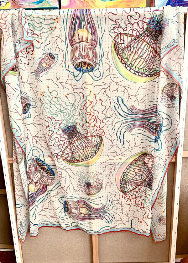 Jellyfish contemporary art scarf - Image 3