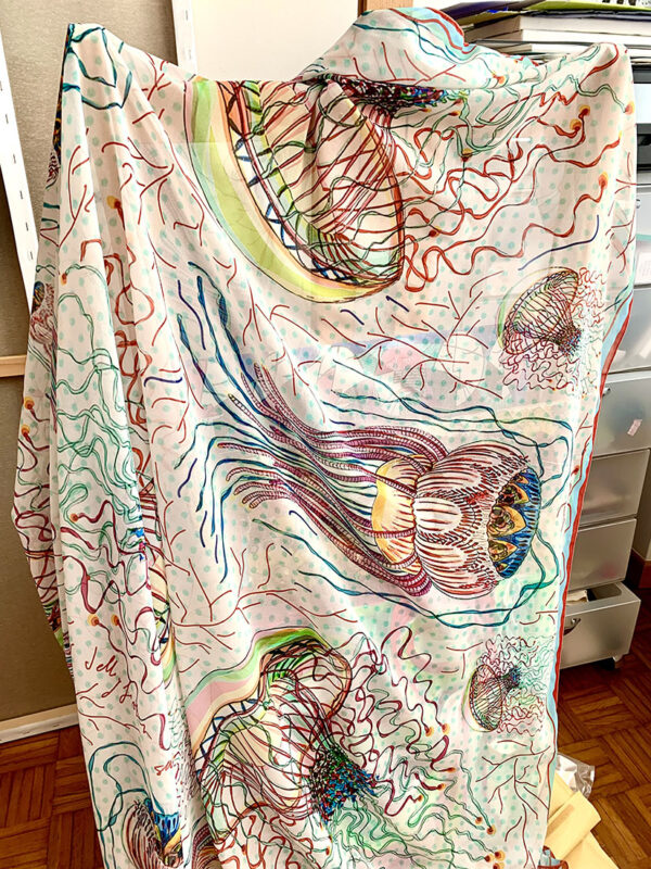 Jellyfish contemporary art scarf - Image 4