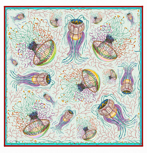 Jellyfish contemporary art scarf - Image 5