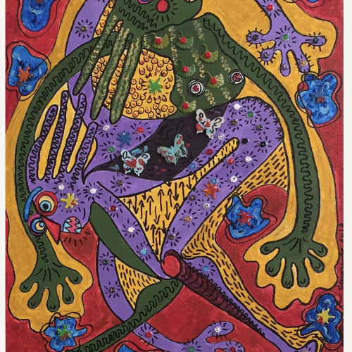 Dancing With Mr D- Acrylics on cardboard