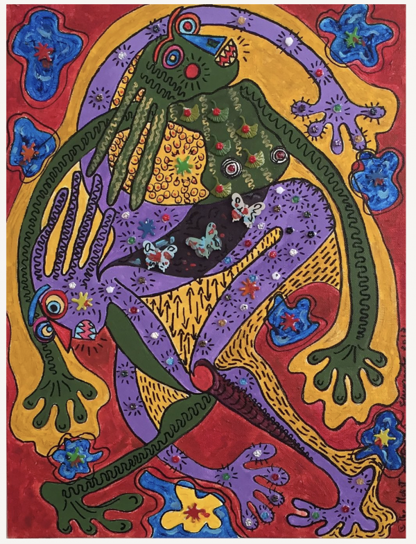 Dancing With Mr D- Acrylics on cardboard