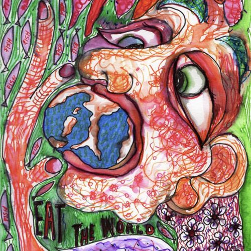 Eat the world - watercolour