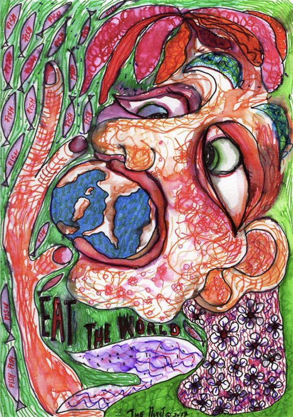 Eat the world - watercolour