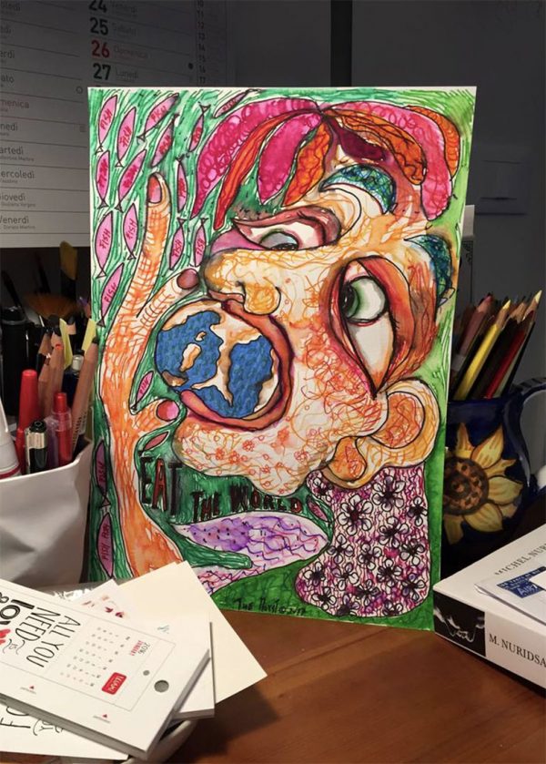 Eat the world - watercolour - Image 4
