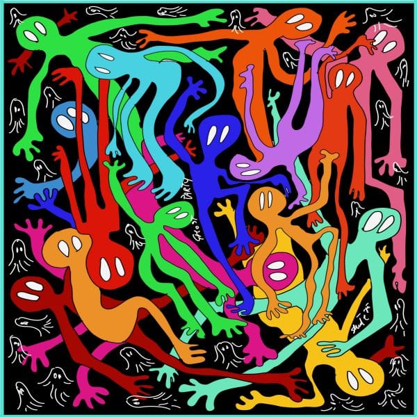 Ghost Party contemporary art scarf - Image 4