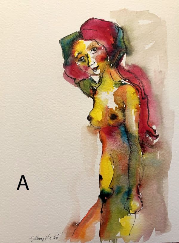 Watercolor paintings: female nudes - Image 2