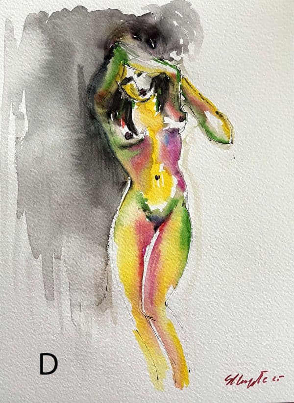 Watercolor paintings: female nudes - Image 4