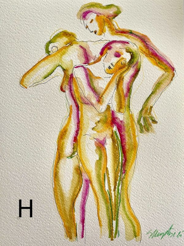 Watercolor paintings: female nudes - Image 8