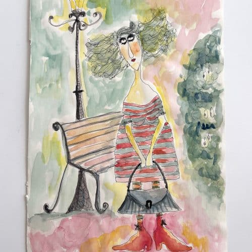 Clémence Pas-Encore - Original watercolor & ink on paper