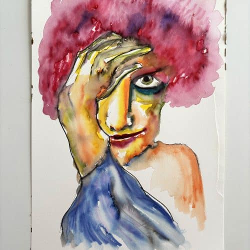 Aspettami (Wait for me) - Original watercolor on paper