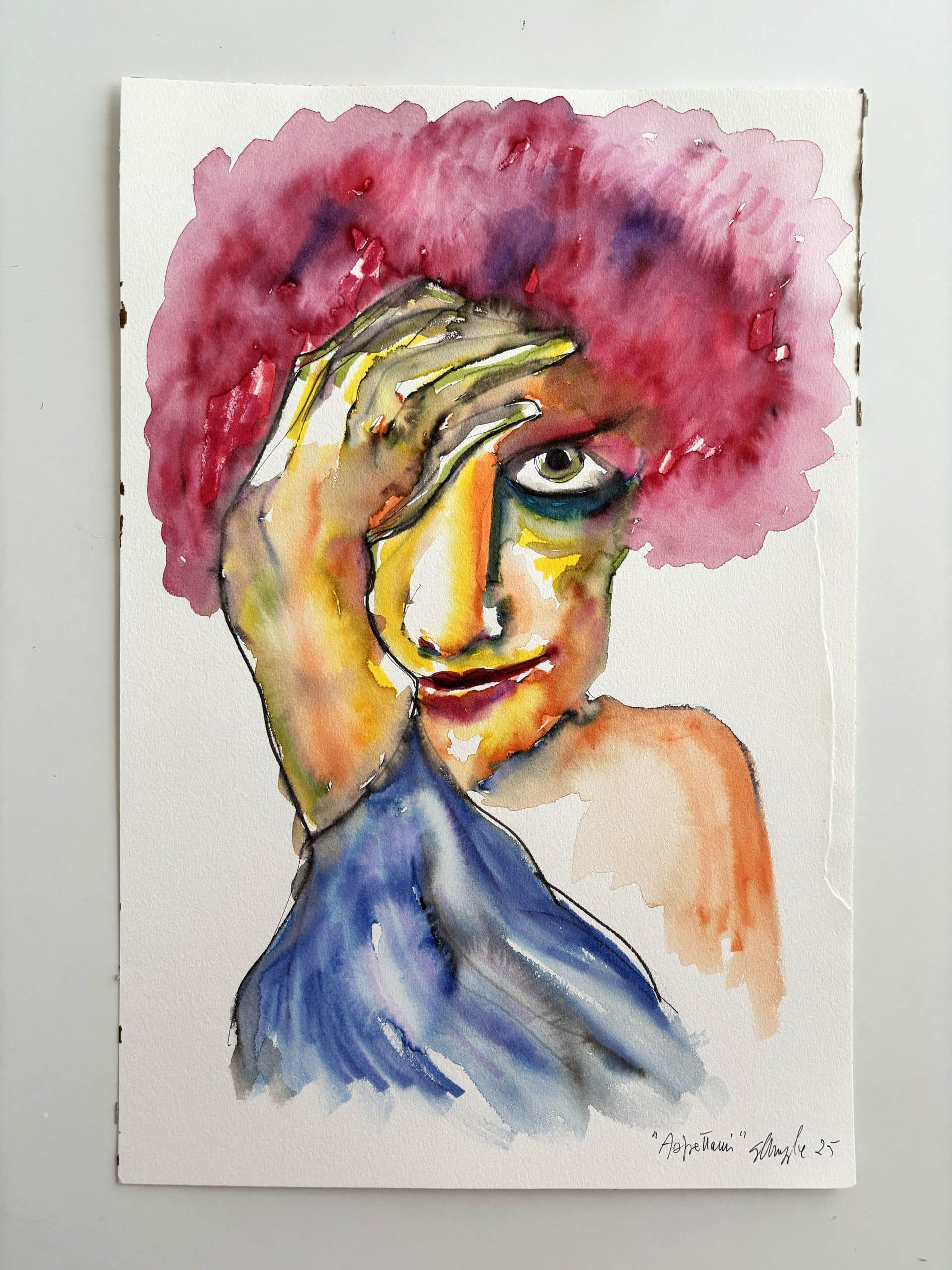 Aspettami (Wait for me) - Original watercolor on paper